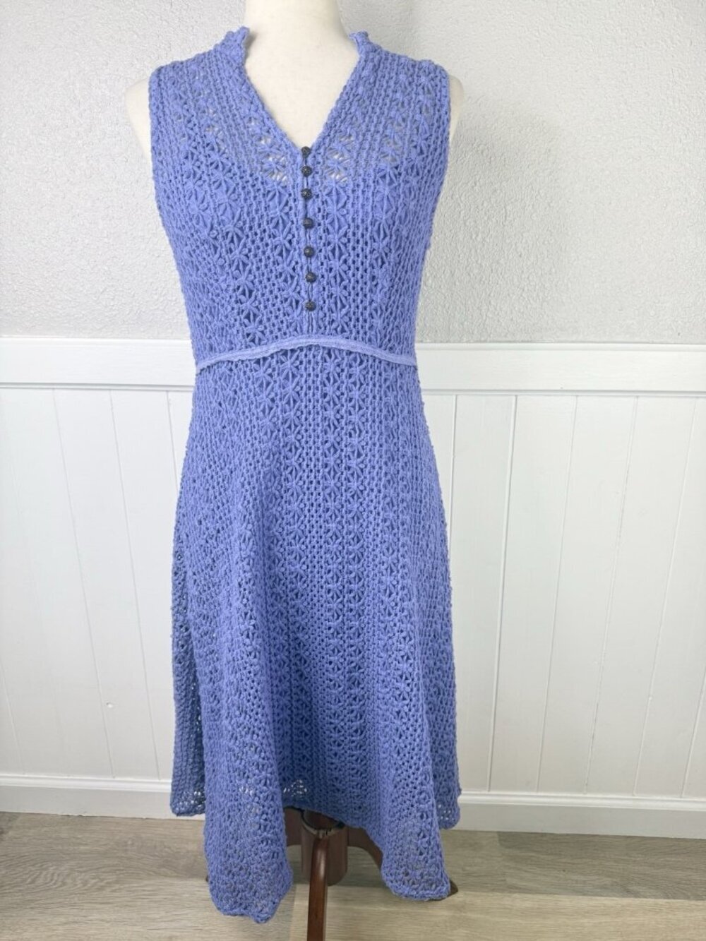 Meadow Rue by Anthropologie Crochet Dress Size 6 Periwinkle Sleeveless Feminine